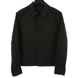 New $325 Theory River Men's Medium Black Neoteric Twill Trucker Jacket Overshirt